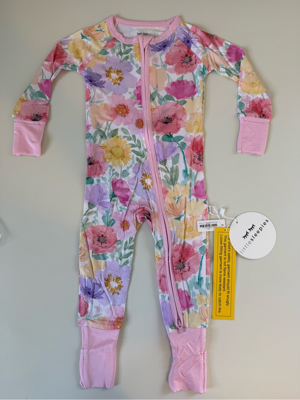 NWT Little Sleepies Watercolor Meadow Zippy 6-12 months